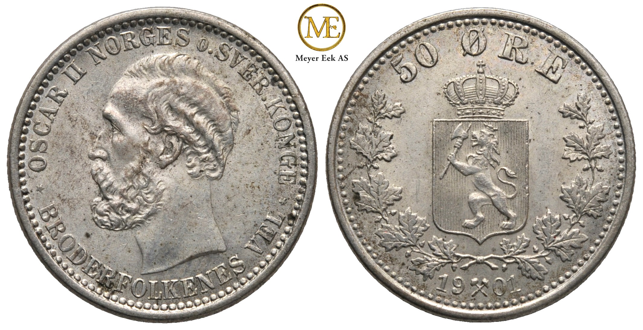 50 øre 1901 Oscar II. Kv.01