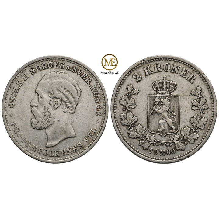 2 kroner 1900 Oscar II. Kv.1/1+