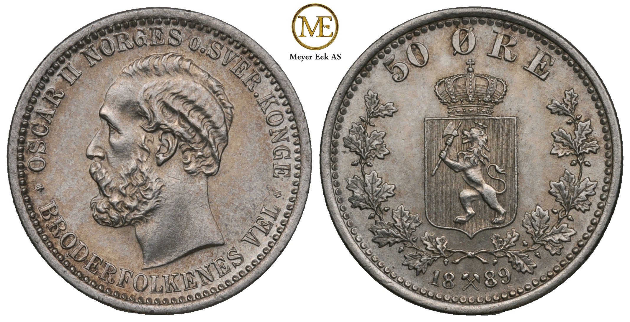 50 øre 1889 Oscar II. Kv.0