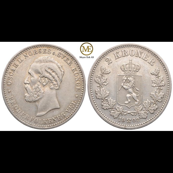 2 kronern 1902 Oscar II. Kv.1+