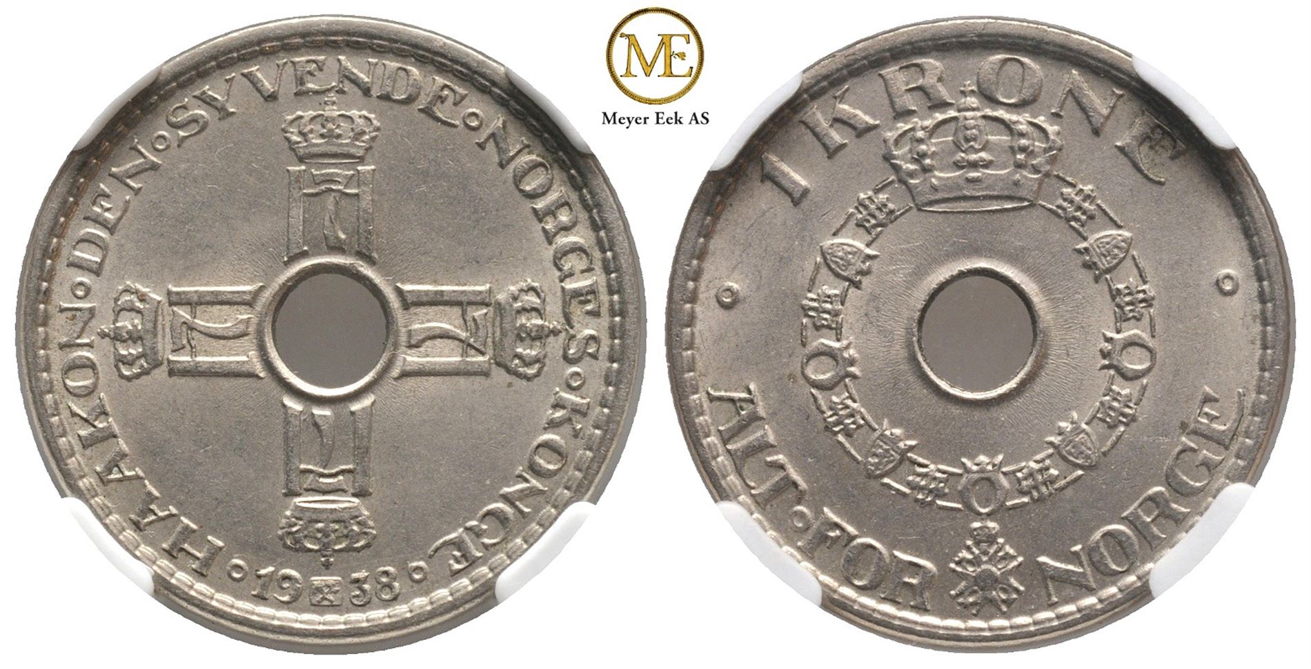 1 krone 1938 Haakon VII. MS 65