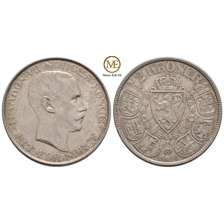 2 kroner 1908 Haakon VII. Kv.0/01