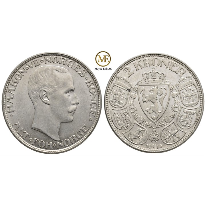2 kroner 1916 Haakon VII. Kv.01