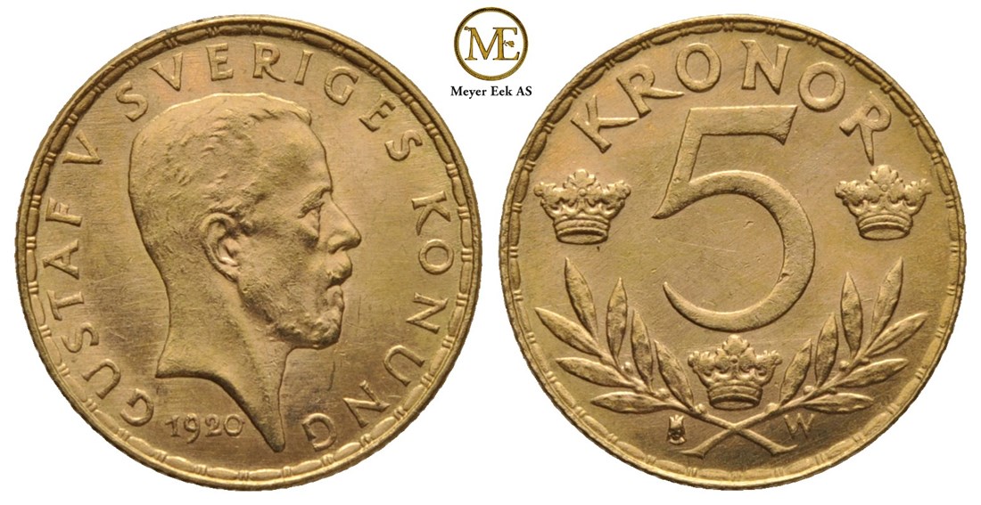 5 kronor 1920 Gustav V. Kv.0