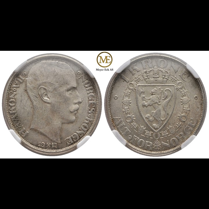 1 krone 1917 Haakon VII (MS62). Kv.01