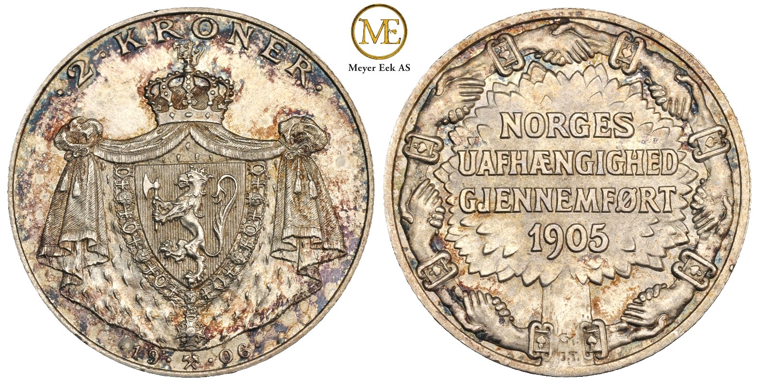 2 kroner 1906 Jub. Haakon VII. Kv.0/prakt