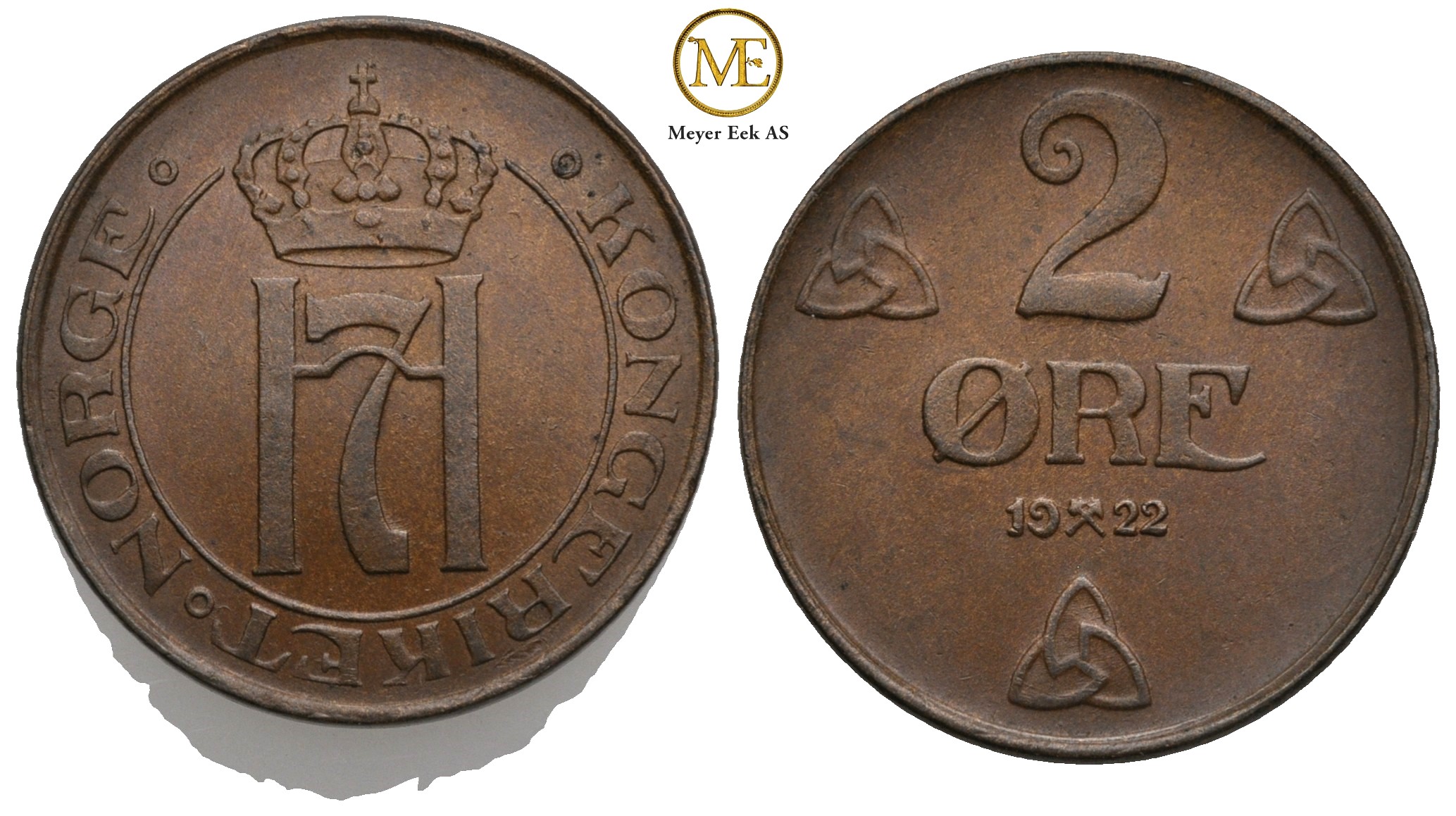 2 øre 1922 Haakon VII. Kv.0