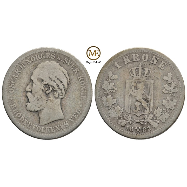 1 krone 1882 Oscar II. Kv.1-