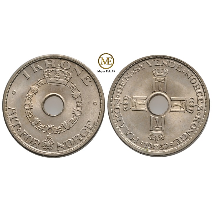 1 krone 1939 Haakon VII. Kv.0