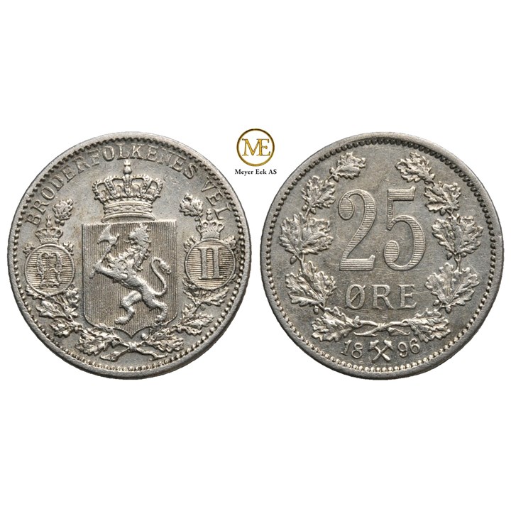 25 øre 1896 Oscar II. Kv.01