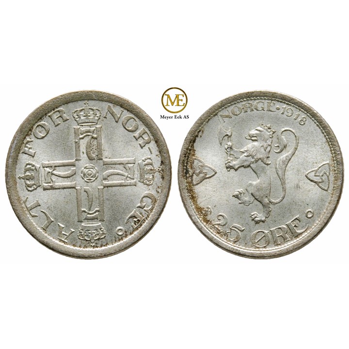 25 øre 1918 Haakon VII. Kv.0