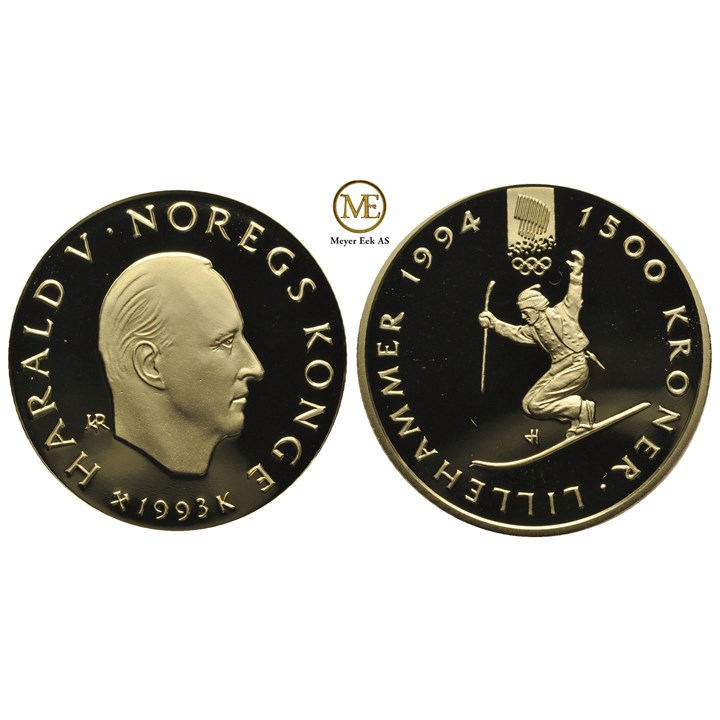 1500 kroner 1993. OL 1994 Lillehammer. Proof