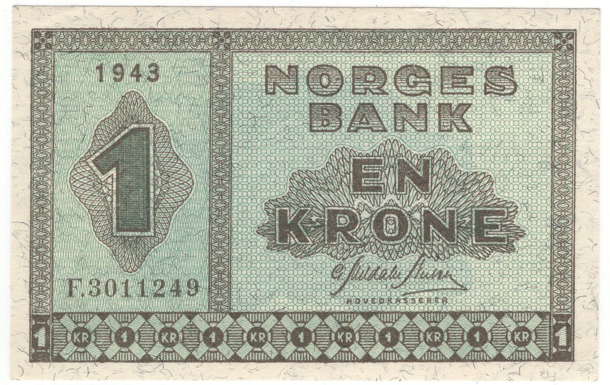 1 krone 1943 F. Kv.0
